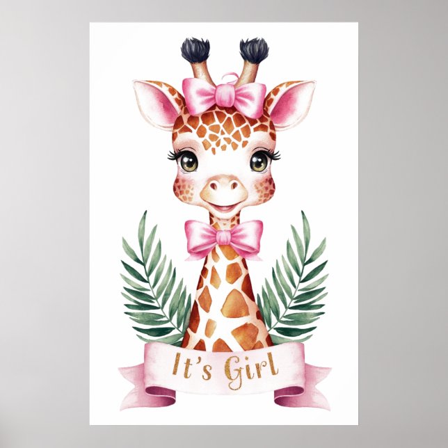 Poster Aquarelle girafe animal sauvage C'est la fille#3 (Devant)