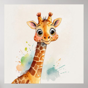 Poster Aquarelle Giraffe Enfants Pépinière peinture