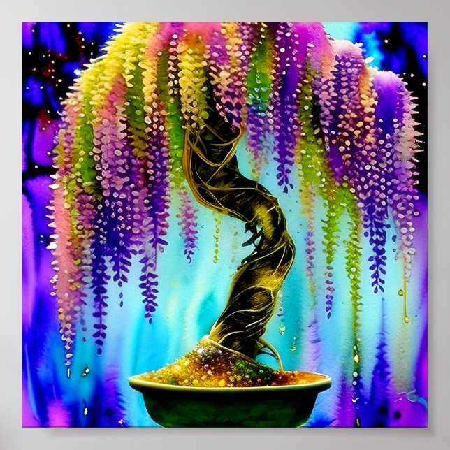 Poster Aquarelle glyteria bonsai (Devant)