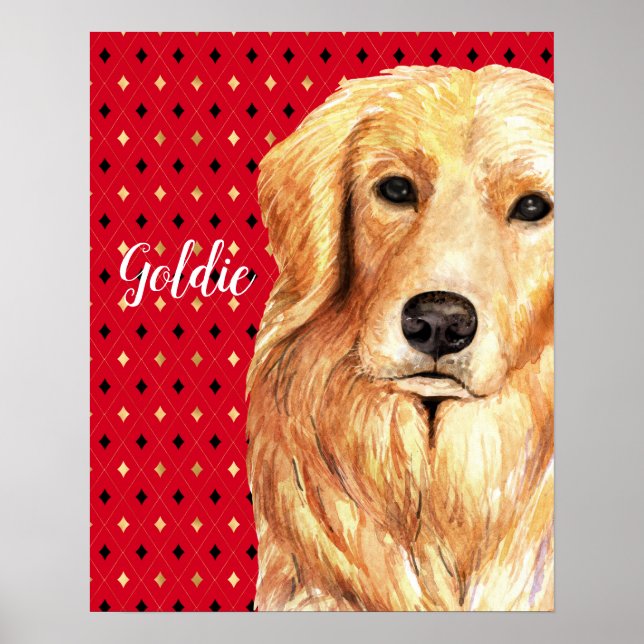 Poster Aquarelle Golden Retriever personnalisée (Devant)