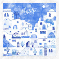 Aquarelle grecque de Santorin personnalisée