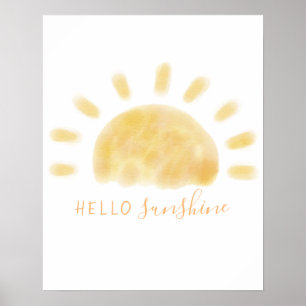 Poster Aquarelle "Hello Sunshine" Sun Wall Art