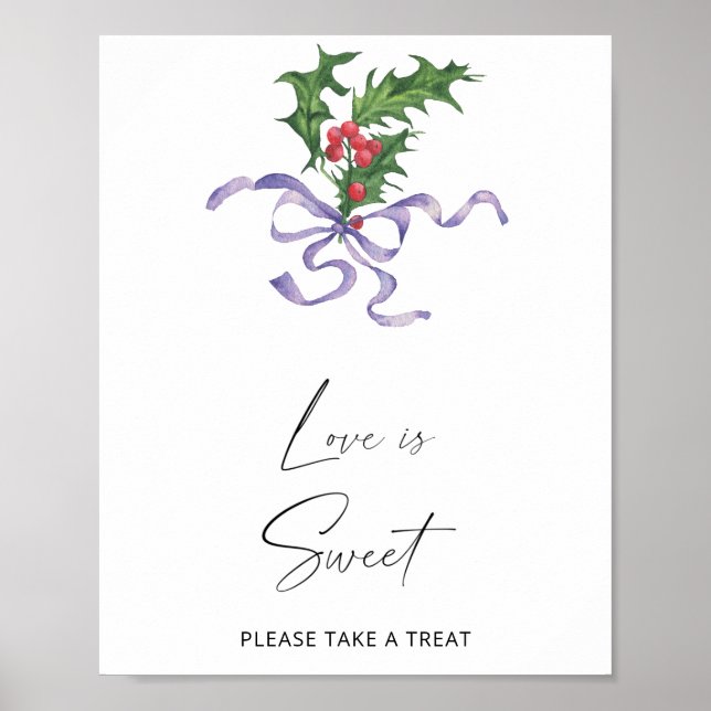Poster Aquarelle hiver - L'amour est doux prendre un réga (Devant)