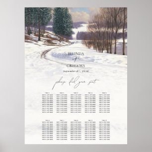 Poster Aquarelle Hiver Mariage paysage neige
