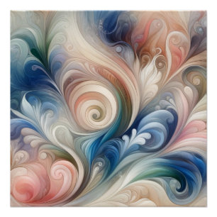 Poster Aquarelle Imaginaire Floral Romantique Motif