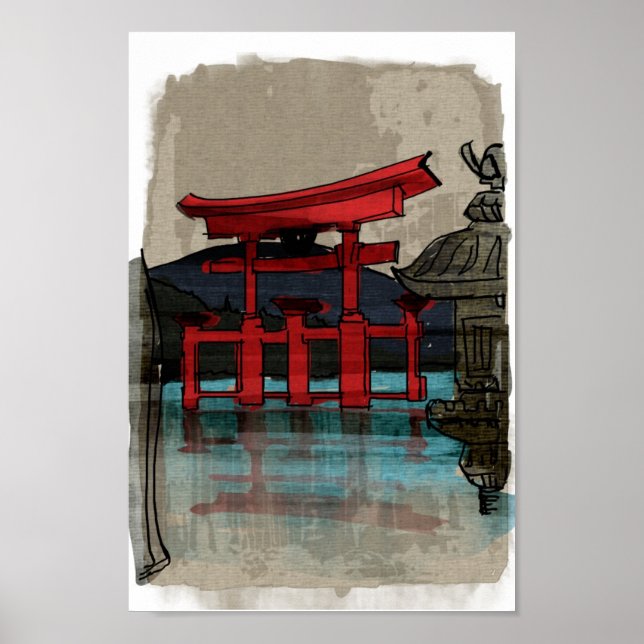 Poster Aquarelle japonaise 2 (Devant)