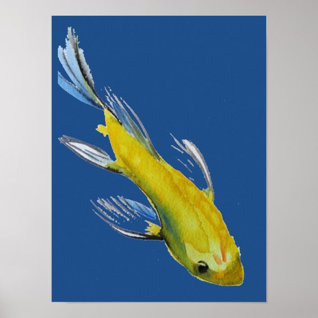 Poster Aquarelle japonaise jaune (Devant)