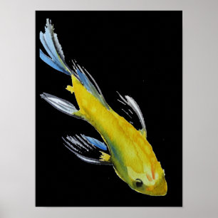 Poster Aquarelle japonaise jaune