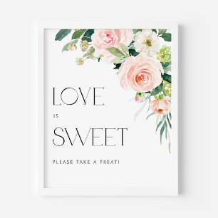 Poster Aquarelle Jardin Fleurs Mariage L'amour est doux