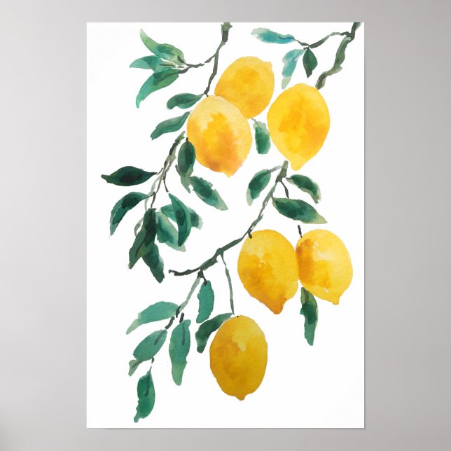 Poster aquarelle jaune citron (Devant)