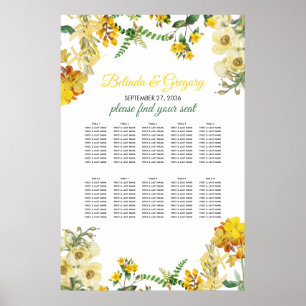 Poster Aquarelle jaune Mariage floral
