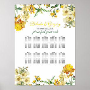 Poster Aquarelle jaune Mariage floral