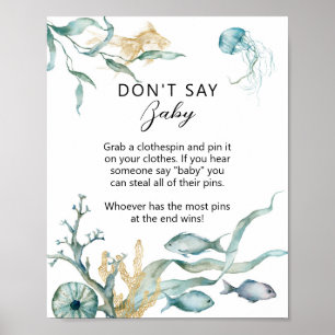 Poster Aquarelle Jellyfish "Don't Say Baby" Jeu