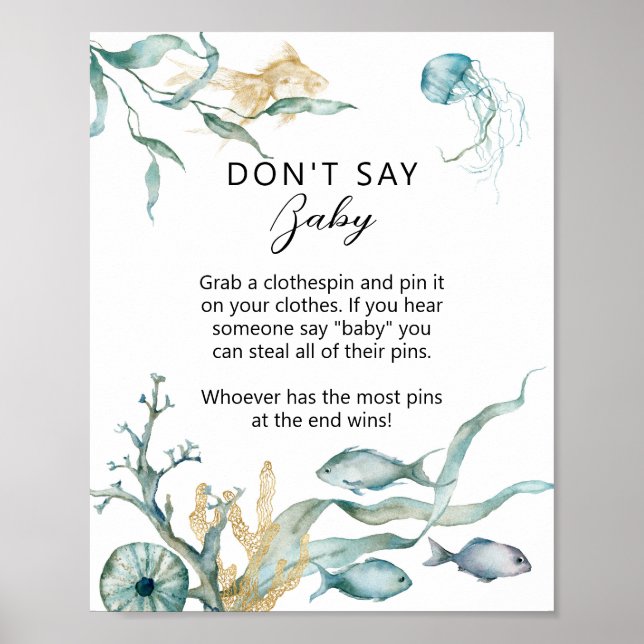 Poster Aquarelle Jellyfish "Don't Say Baby" Jeu (Devant)