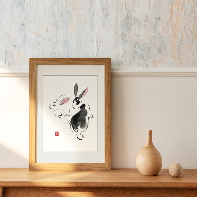 Poster Aquarelle lapins Contient la richesse des hiérogly (Créateur téléchargé)