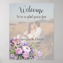 Aquarelle Lavender Peony Mariage Bienvenue Photo