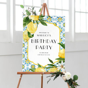 Poster Aquarelle Lemons et Carrelage marocain Anniversair