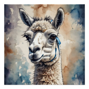 Poster Aquarelle Llama no 1