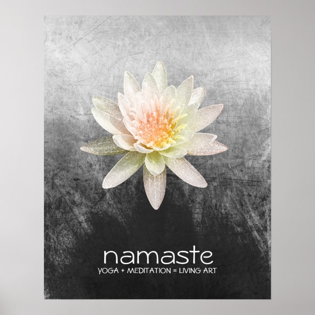 Poster Aquarelle Lotus Fleur Namaste Méditation Yoga (Devant)