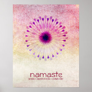 Poster Aquarelle Lotus Fleur Namaste Méditation Yoga