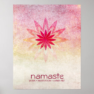 Poster Aquarelle Lotus Fleur Namaste Méditation Yoga