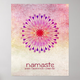 Poster Aquarelle Lotus Fleur Namaste Méditation Yoga