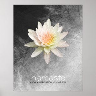 Poster Aquarelle Lotus Fleur Namaste Méditation Yoga