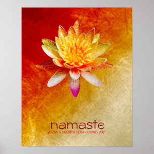 Poster Aquarelle Lotus Fleur Namaste Méditation Yoga