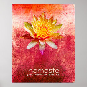 Poster Aquarelle Lotus Fleur Namaste Méditation Yoga