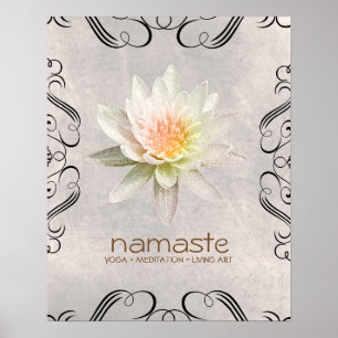 Poster Aquarelle Lotus Fleur Namaste Méditation Yoga