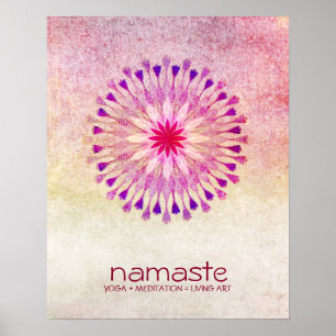 Poster Aquarelle Lotus Fleur Namaste Méditation Yoga