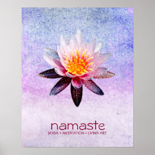 Poster Aquarelle Lotus Fleur Namaste Méditation Yoga