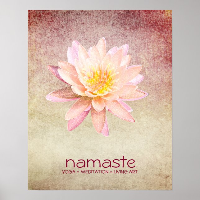 Poster Aquarelle Lotus Fleur Namaste Yoga Méditation Po (Devant)