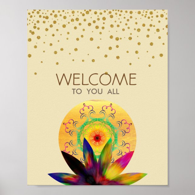Poster Aquarelle Lotus Fleur Yoga Santé de guérison (Devant)