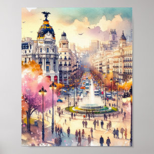 Poster Aquarelle Madrid Espagne