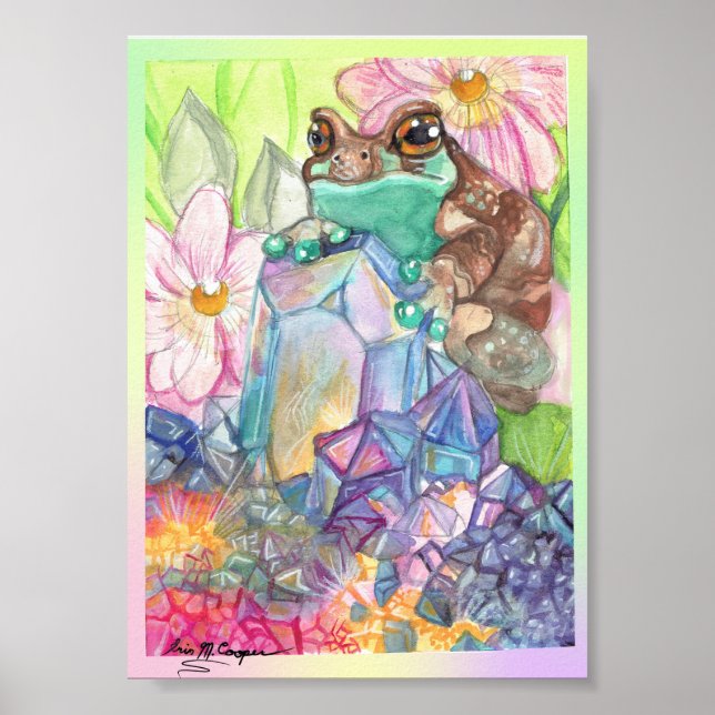 Poster Aquarelle magique de grenouille de lait (Devant)