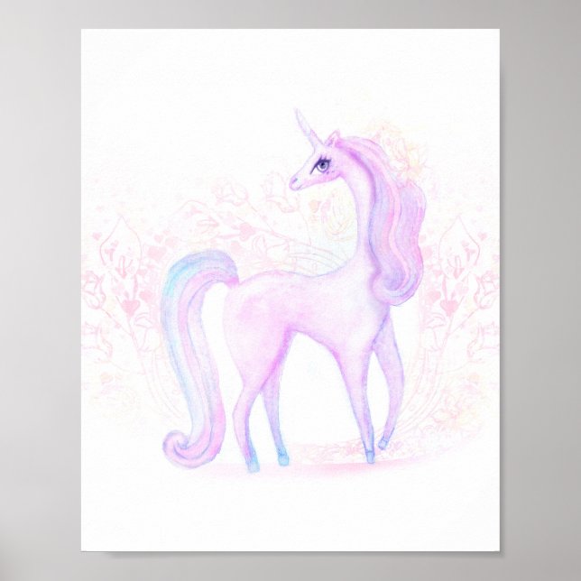 Poster Aquarelle magique Unicorn Art (Devant)