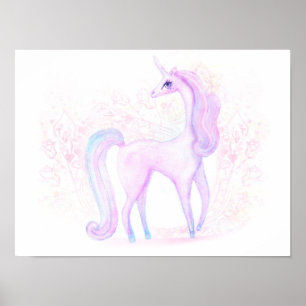 Poster Aquarelle magique Unicorn Art