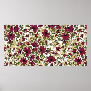 Poster Aquarelle main dessinée sans couture motif avec be