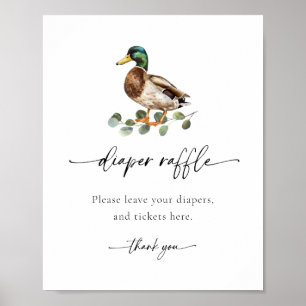Poster Aquarelle Mallard Baby shower de canard Raffin de 