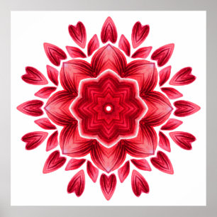Poster Aquarelle Mandala Art - Rose rouge Pétales Flower