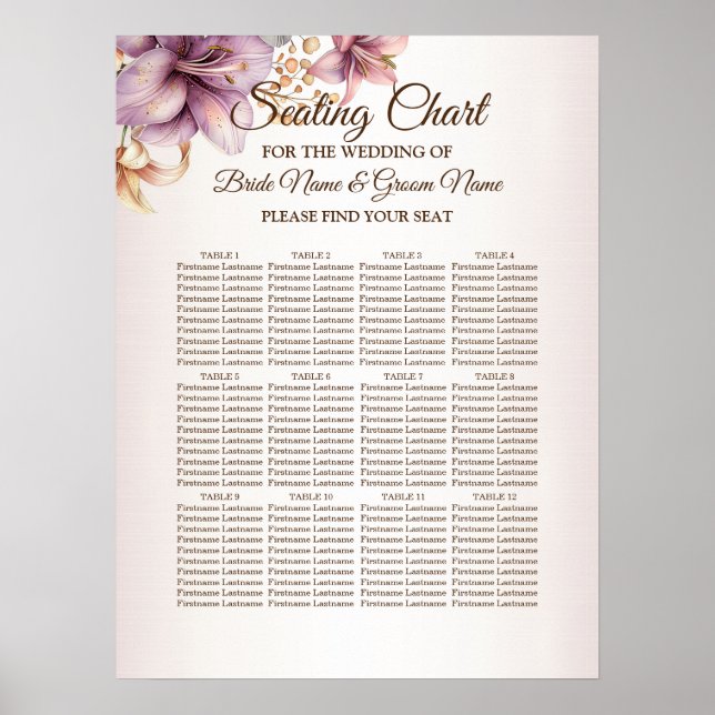 Poster Aquarelle mariage Boho Rose Fleurs Élégantes (Devant)