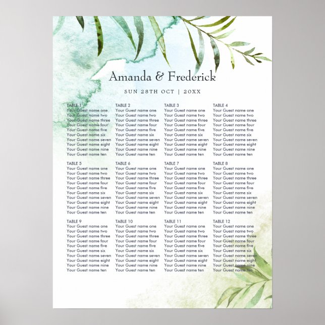Poster Aquarelle Mariage de cristal géométrique (Devant)