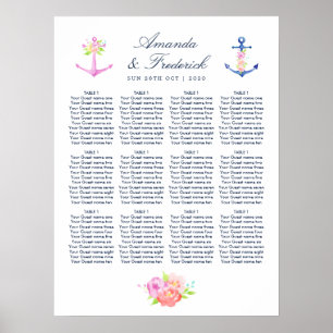 Poster Aquarelle Mariage floral nautique