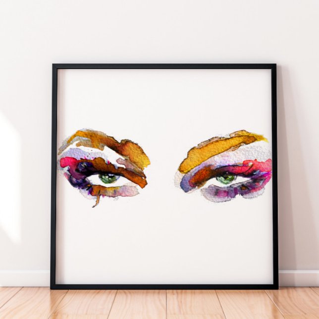 Poster Aquarelle marque de maquillage oculaire rose (Créateur téléchargé)