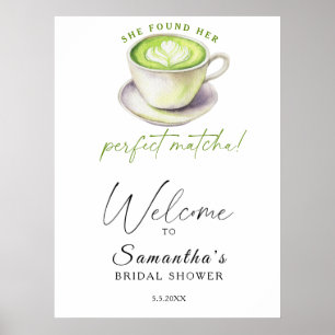 Poster Aquarelle matcha thé Douche nuptiale bienvenue