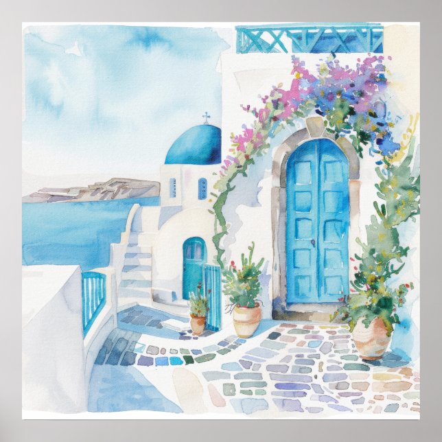 Poster Aquarelle Méditerranée  (Devant)