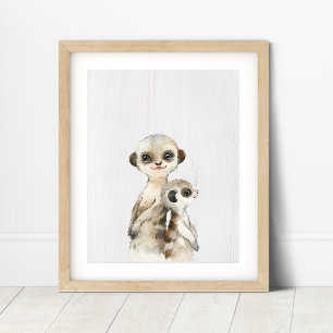 Poster Aquarelle Meerkat Nursery Art Imprimer