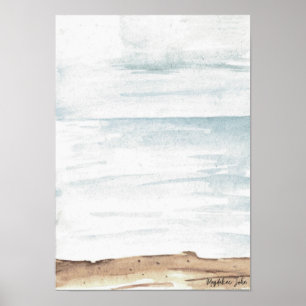 Poster Aquarelle mer aux couleurs claires