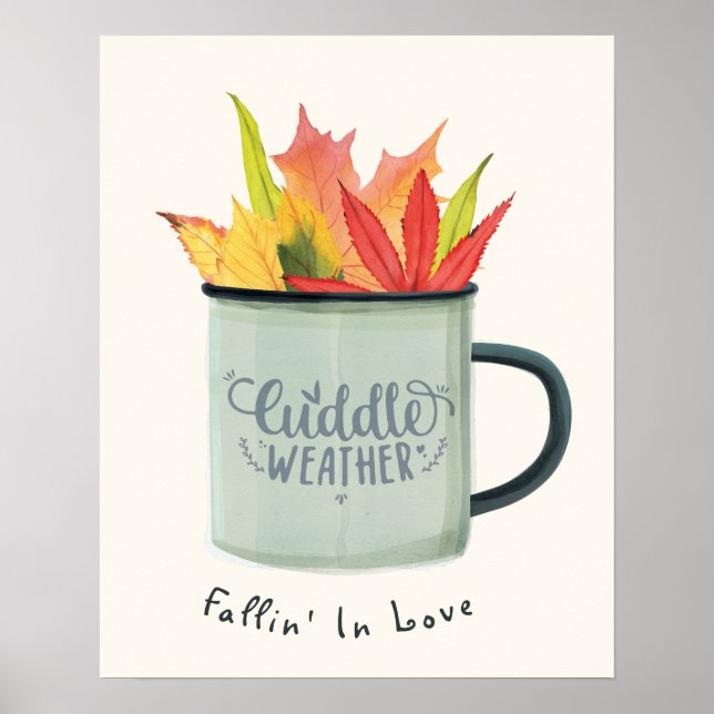 Poster Aquarelle Météo Coulée Feuilles Automne (Devant)